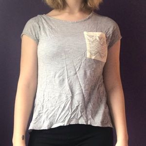 Gray tee with lace